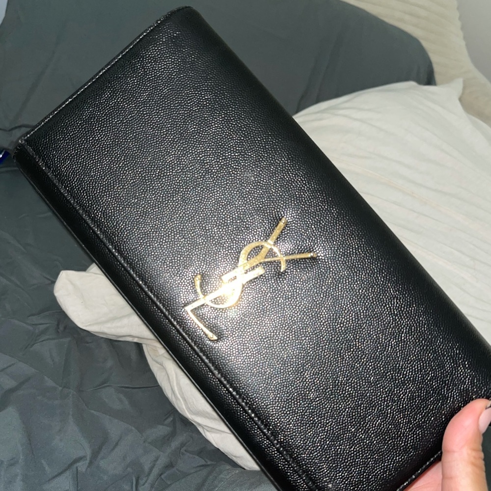 Black Saint Laurent Clutch w gold hardware